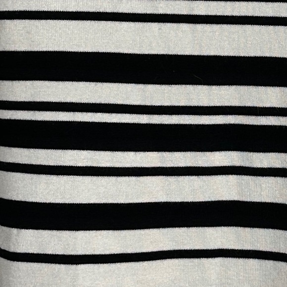 Chico's sz. 2 (Lg) boat neck sweater, cream with black stripes, long sleeve - Picture 2 of 8